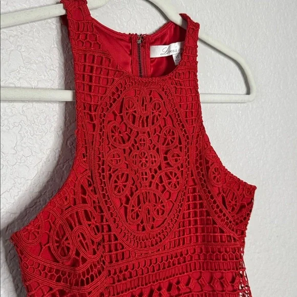 Lovers + Friends Caspian Red Lace Shift Dress Revolve XS Date Party Coquette - Picture 5 of 7